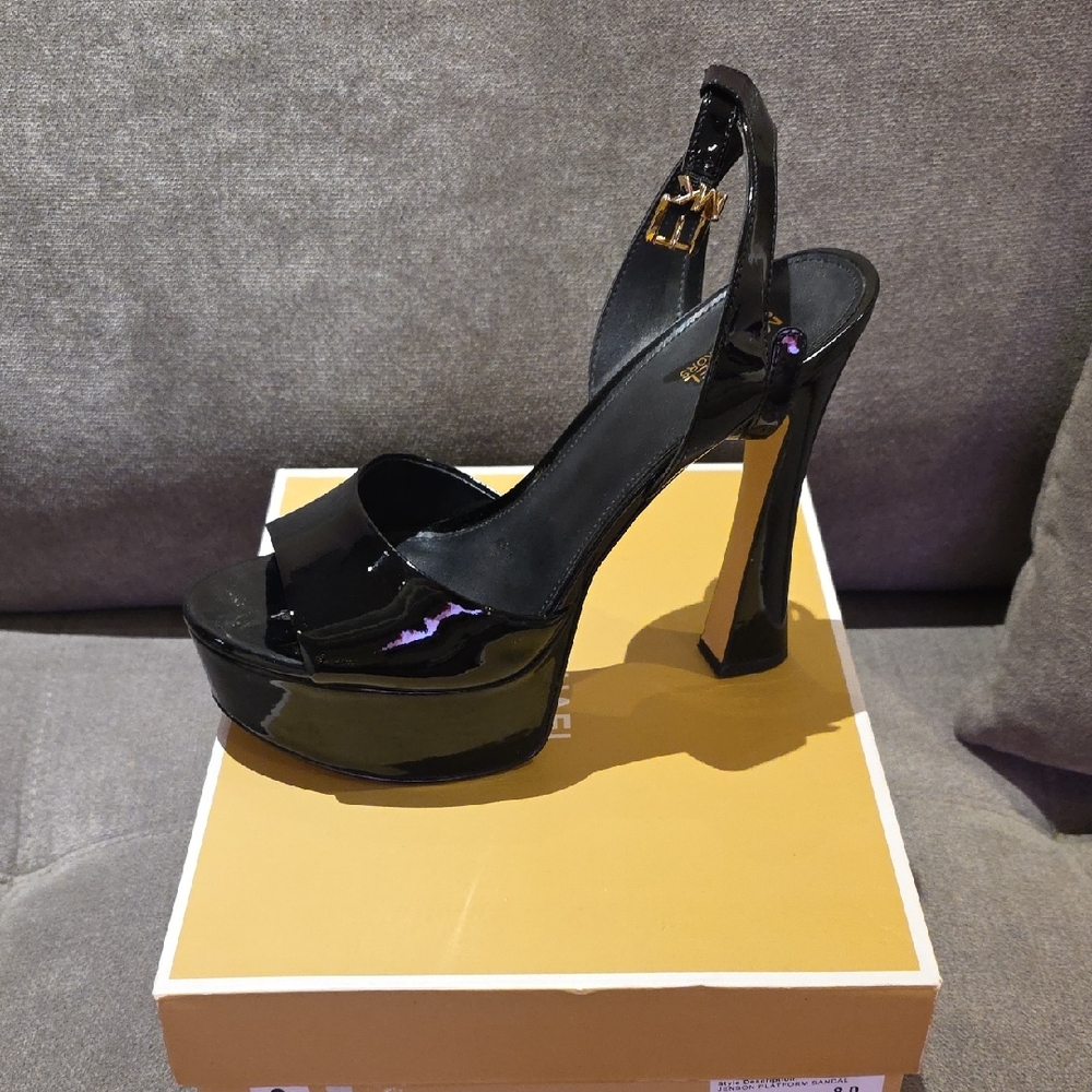 MICHAEL Michael Kors Glossy Black Platform Heels